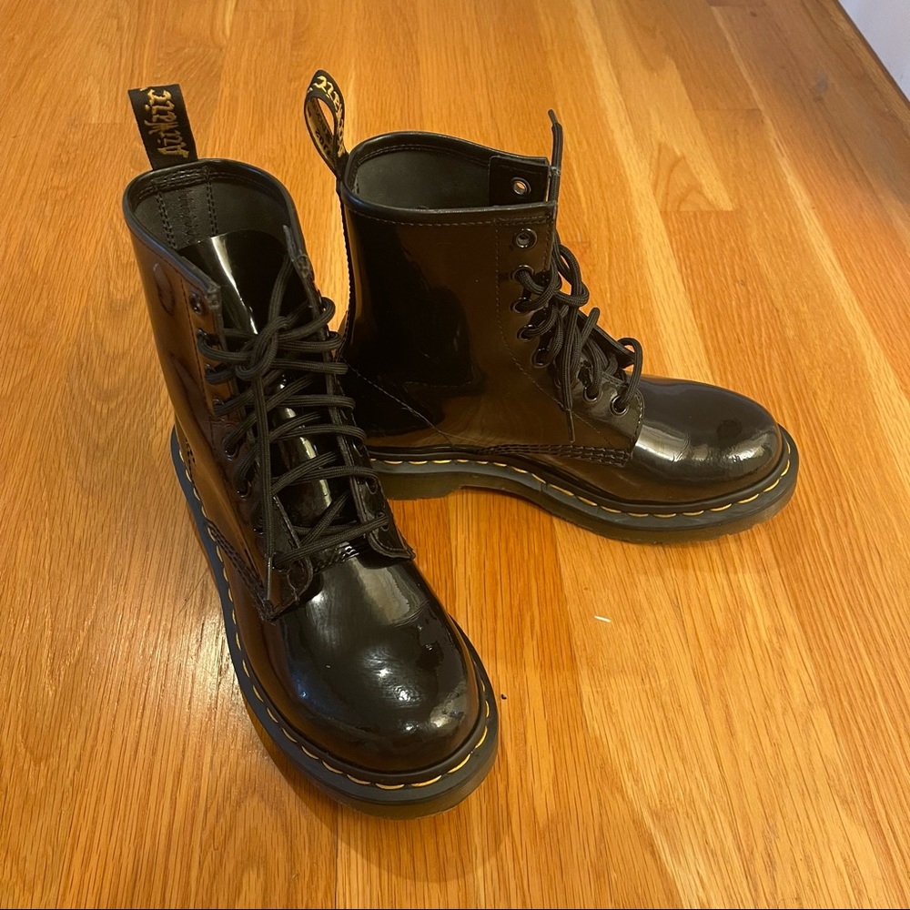Dr. Martens Black Patent Leather Combat Boots